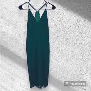 Only Want You Forest Green Lace Bodycon Midi Dress XS ! PROM SEASON